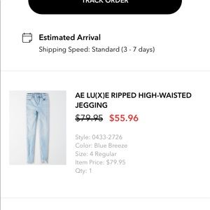 AE luxe ripped high waisted jegging (size 4)